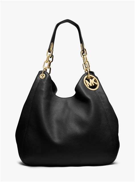 Michael Kors Fulton Black Leather Large Shoulder Tote 